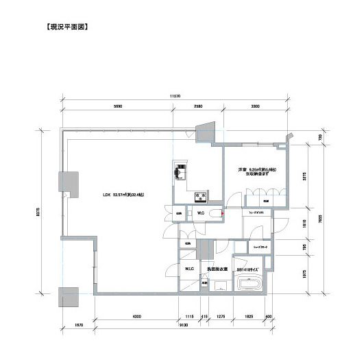 大阪市タワーマンションリノベーション工事、工事前の間取り