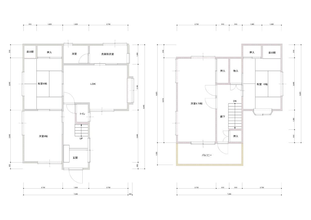 大阪市築40年の家リフォーム前図面