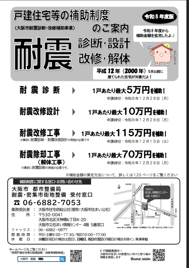 大阪市耐震リフォーム補助金の説明画像